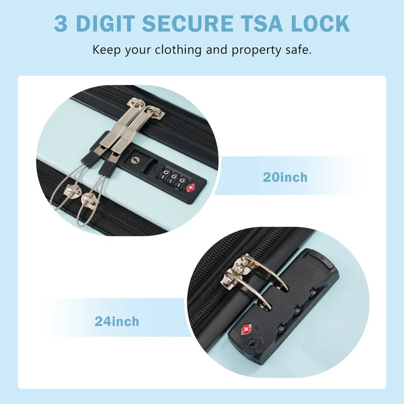 3 Piece Front Opening Hard Shell Travel Luggage Expandable Suitcase with USB Port Handbag Spinner Wheels and TSA Lock (Set of 3) - Image 4