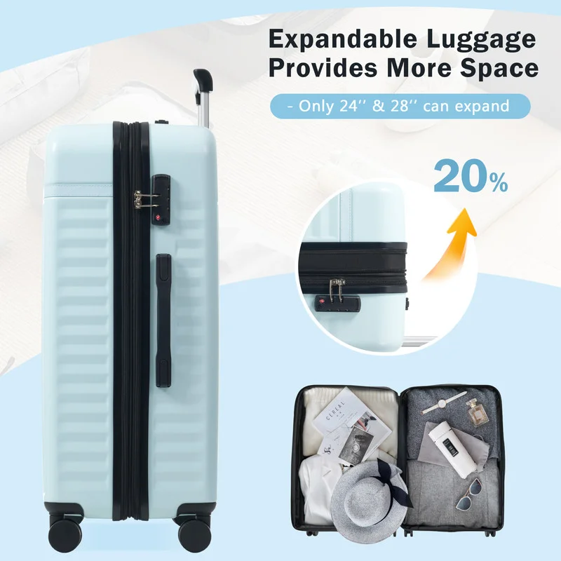 3 Piece Front Opening Hard Shell Travel Luggage Expandable Suitcase with USB Port Handbag Spinner Wheels and TSA Lock (Set of 3) - Image 5
