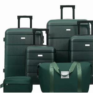Hardshell Luggage Sets 6 Piece with 2 Bags,Carry on Suitcase with Handle Password Lock Double Spinner Wheels, Lightweight 16"+20"+24"+28" Luggages