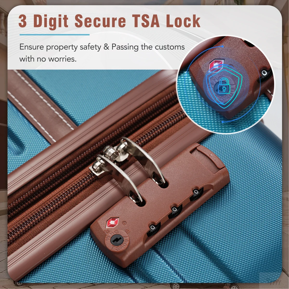 Hardshell Luggage Sets With Bags Lightweight Suitcase Double Spinner Wheels With TSA Lock ,Single Vintage Luggage 24 IN,Blue - Image 2