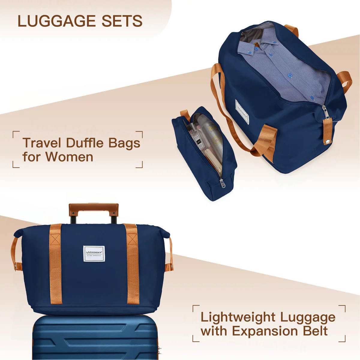 Luggage Sets 6 Pieces With Duffel Bags Hardside Expandable Suitcases - Image 4
