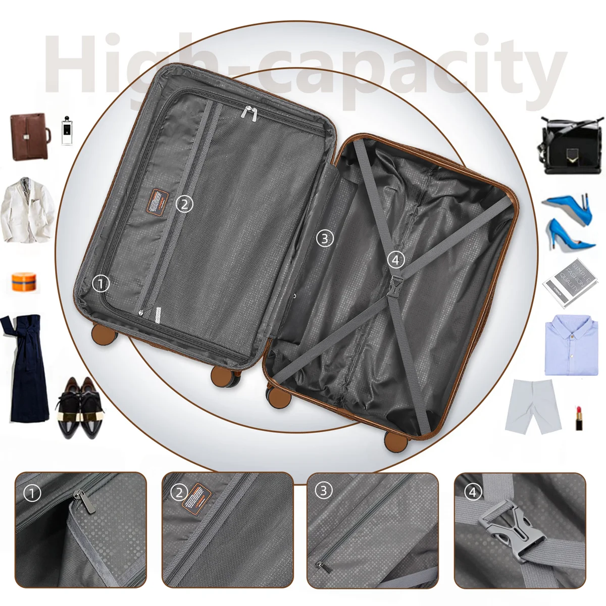 Luggage Sets 6 Pieces With Duffel Bags Hardside Expandable Suitcases - Image 6